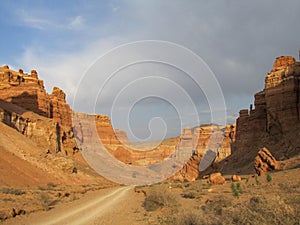 Road in red Canyon Charyn (Sharyn) National Park